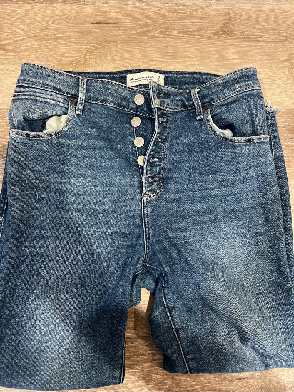 Abercrombie & Fitch Dark Blue High-Rise Button-Fly Jeans